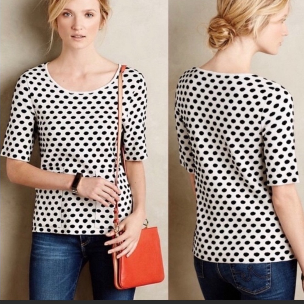 Anthropologie Swiss Dot Knit Embossed Pocket Top